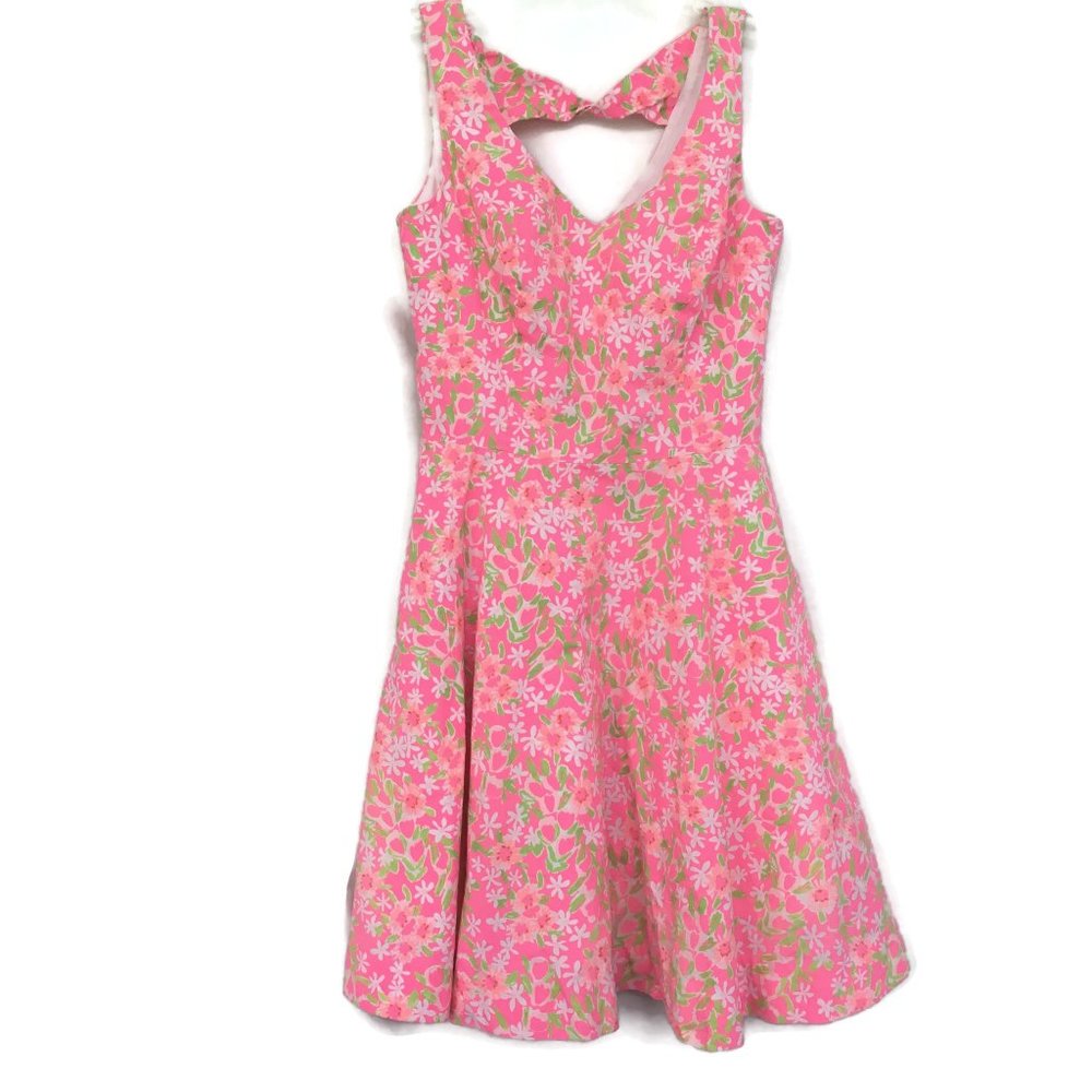 Lilly Pulitzer Dress 2 Freja Fiesta Pink Keyhole Pocket Swing Skirt Retired